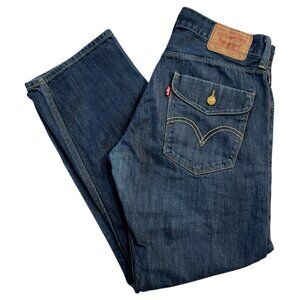 Levis 514 Jeans Mens 34x30 Slim Straight Denim Blue Medium Button Flap Pockets